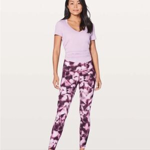 Lululemon Pink and Purple Patterned Wunder Under Leggings